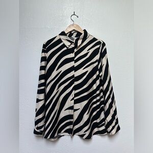 Zebra Print Button-Up Shirt
